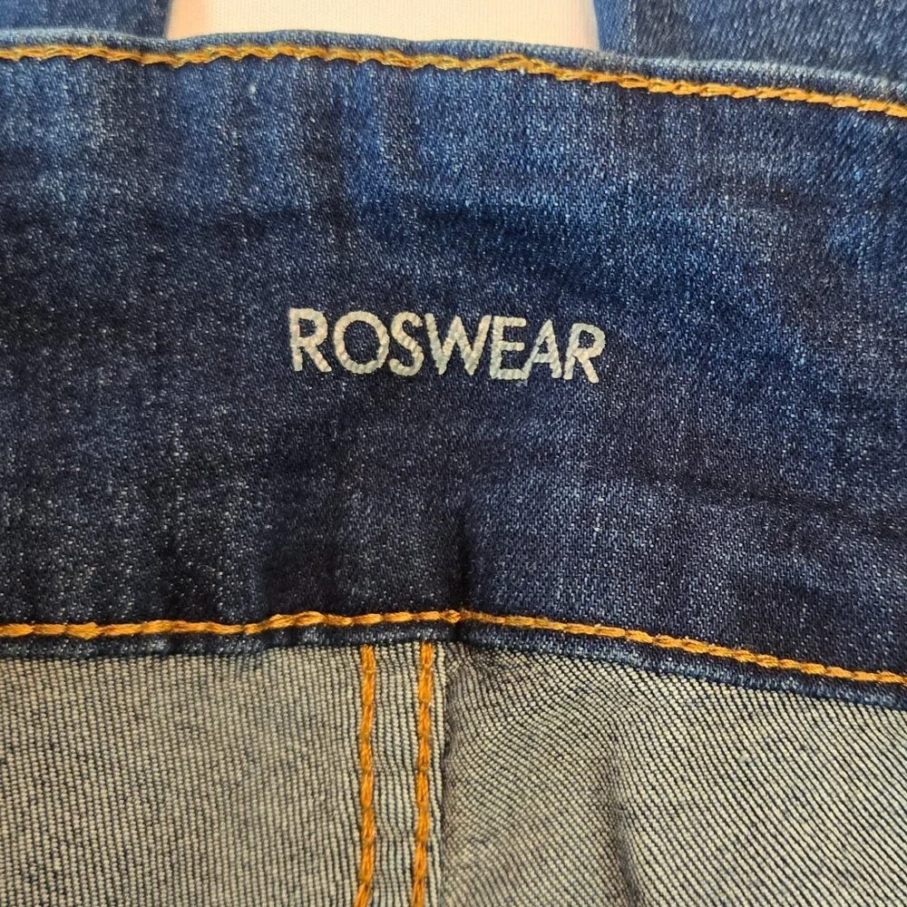 ROSWEAR Women's Wide Leg Jeans Casual High Waisted Stretch Sz: M Blue